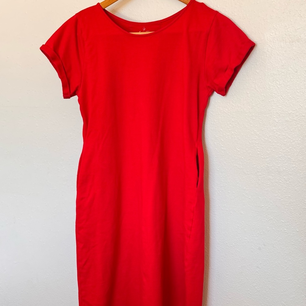 Vibrant Red Short Sleeve Dress